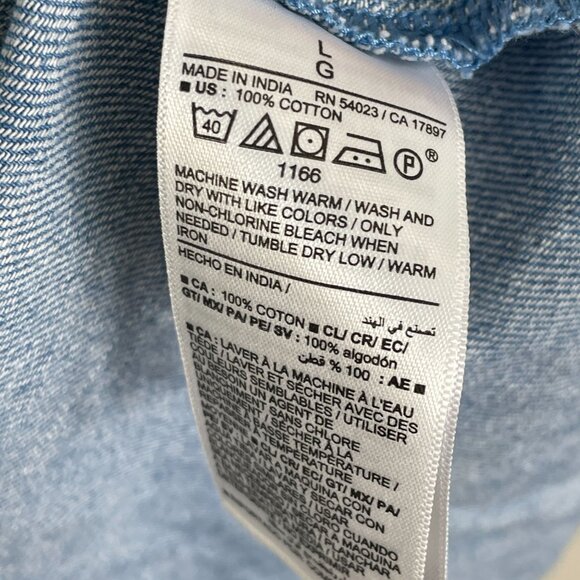 Old Navy Womens Large Chambray Shirt Dress Short Sleeve Button Up Denim Pockets - Picture 4 of 9